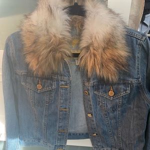 Michael Kors Denim Jacket w/Fur Collar
